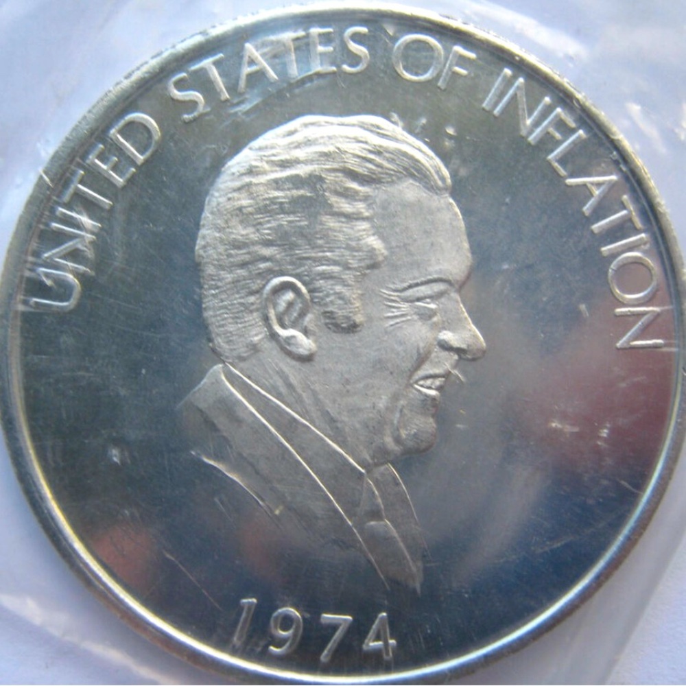 United States 1974 One Inflation Dollar Skid Skit Joke Coin Rare Funny Nixon HTF